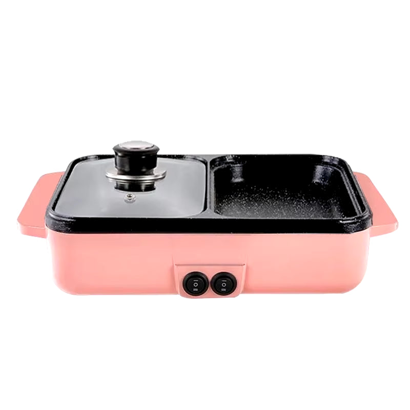 110V/220V 2 in 1 Electric Hot Pot Cooker BBQ Grill Multicooker Electric BBQ Grill Non Stick Plate Barbecue Pan Hot Pot 1200W