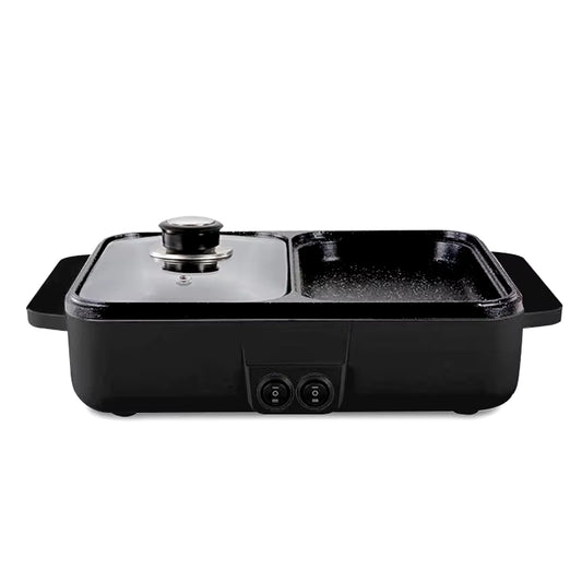 110V/220V 2 in 1 Electric Hot Pot Cooker BBQ Grill Multicooker Electric BBQ Grill Non Stick Plate Barbecue Pan Hot Pot 1200W