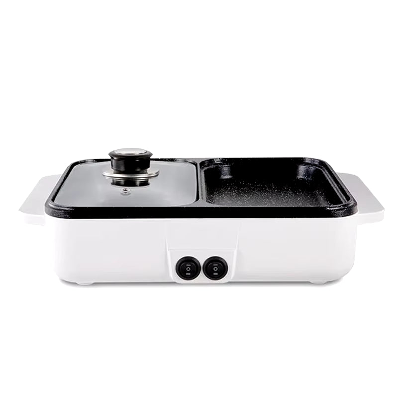 110V/220V 2 in 1 Electric Hot Pot Cooker BBQ Grill Multicooker Electric BBQ Grill Non Stick Plate Barbecue Pan Hot Pot 1200W